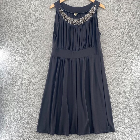 Haani Dresses & Skirts - Haani Dress Women Extra Large Gray Bling Neckline Jersey Shirred Sleeveless Knee